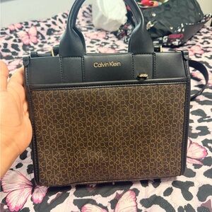 Calvin Klein Black and Brown Satchel